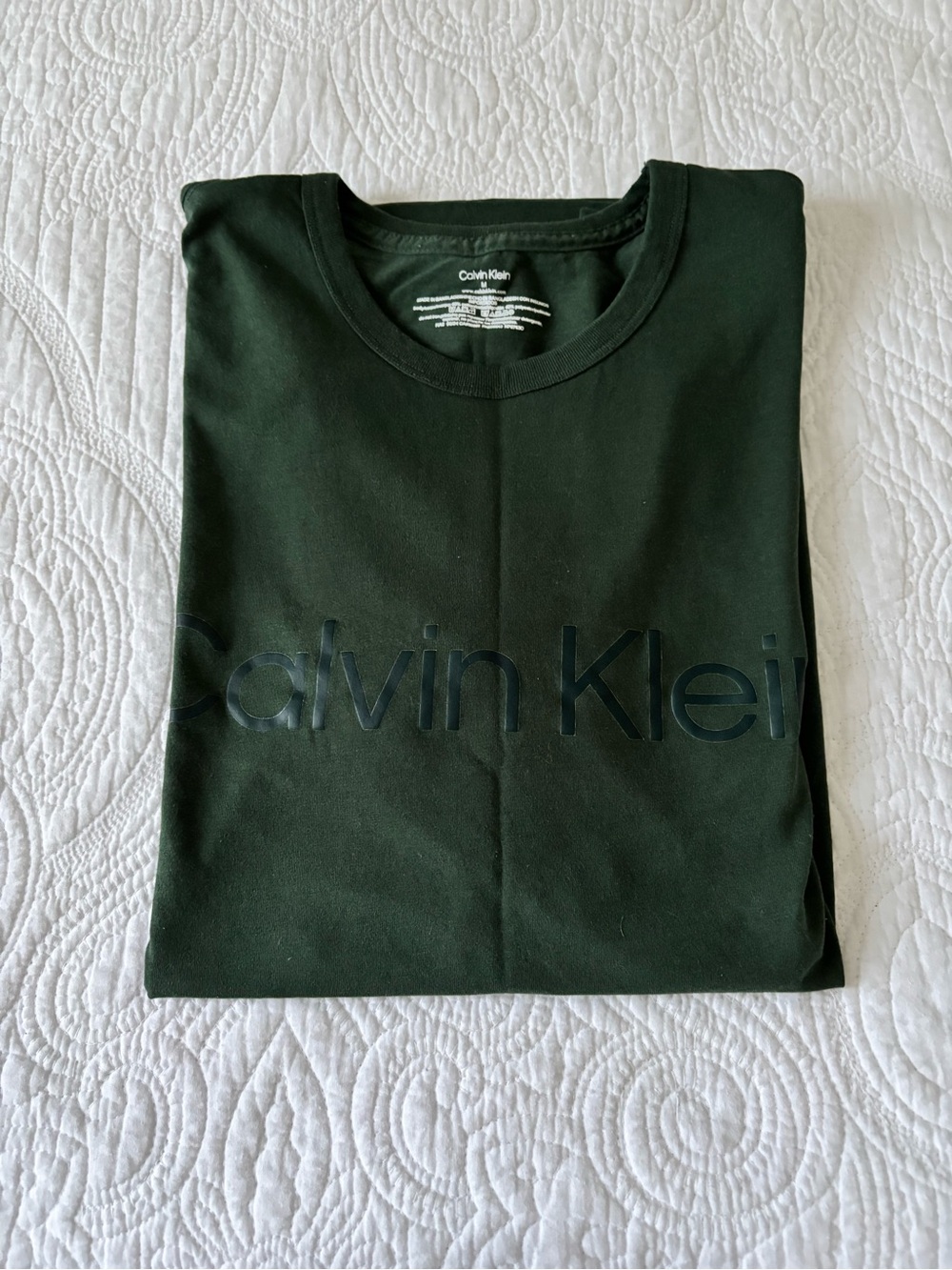 Calvin Klein Men's Dark Green Logo Crew Neck T-Shirt size M